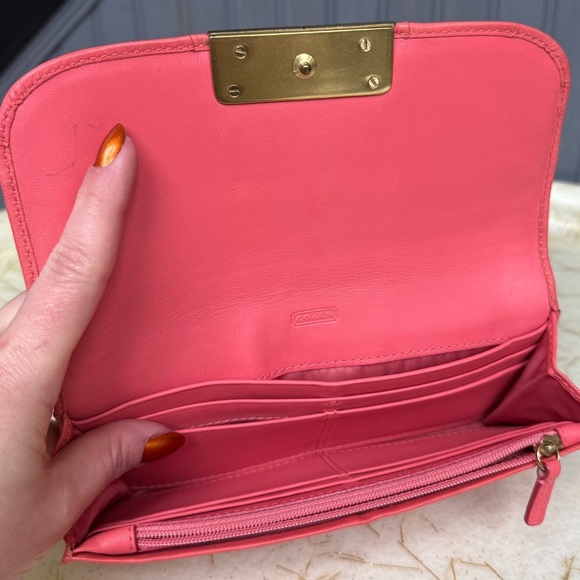 Coach Kristin Leather Wallet Coral Pink - Picture 6 of 13